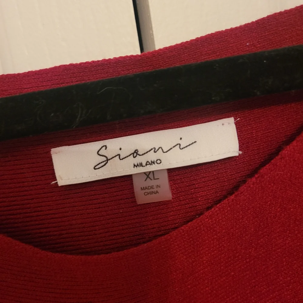 Women's Red Crew Neck Sweater - Picture 2 of 3